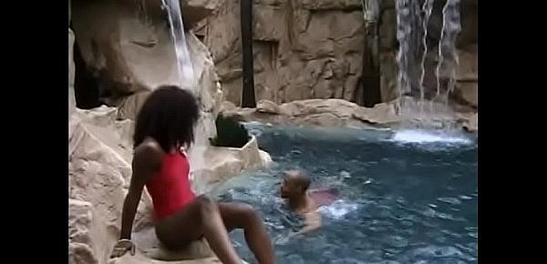  Killing ebony slut Vanity gets her pussy licked and fucked on the nature against the waterfall